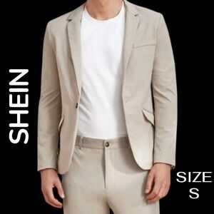 SHEIN Men's Beige Blazer Manfinity Mode Single Button Size Small